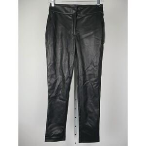 Calvin Klein Petite Black Faux-Leather Slim-Fit Ankle Pants 2P